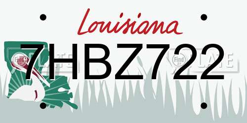 7HBZ722 Louisiana License Plate