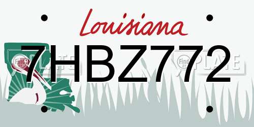 7HBZ772 Louisiana License Plate