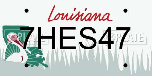 7HES47 Louisiana License Plate