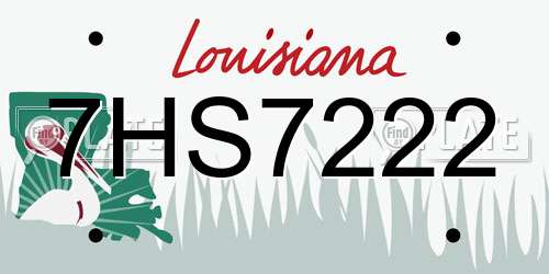 7HS7222 Louisiana License Plate