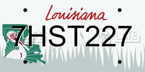 7HST227 Louisiana License Plate
