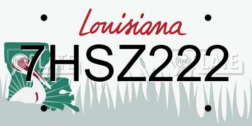 7HSZ222 Louisiana License Plate