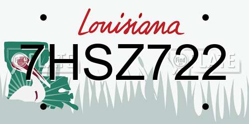 7HSZ722 Louisiana License Plate