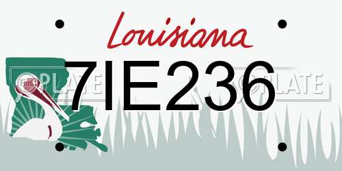 7IE236 Louisiana License Plate