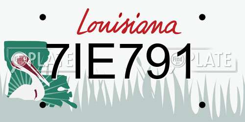 7IE791 Louisiana License Plate