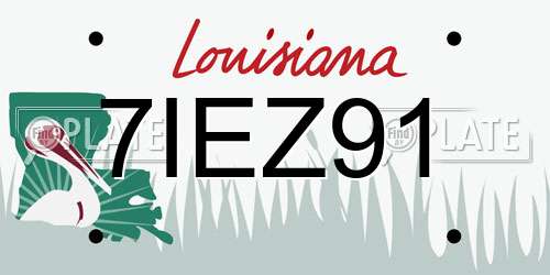 7IEZ91 Louisiana License Plate