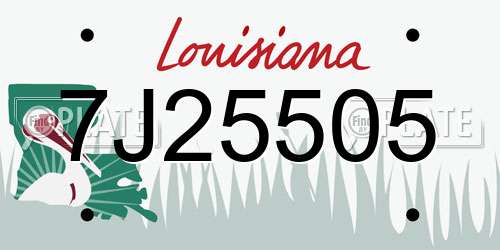 7J25505 Louisiana License Plate