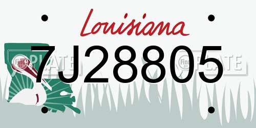 7J28805 Louisiana License Plate