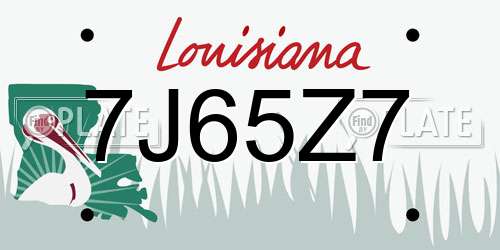 7J65Z7 Louisiana License Plate