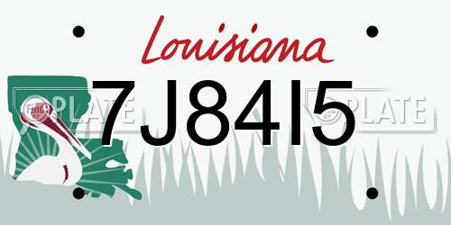 7J84I5 Louisiana License Plate