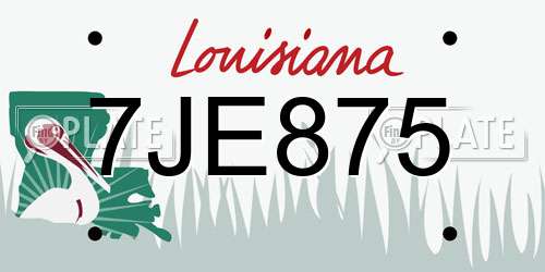 7JE875 Louisiana License Plate