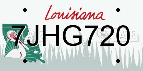7JHG720 Louisiana License Plate