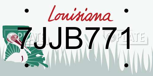 7JJB771 Louisiana License Plate