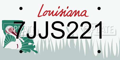7JJS221 Louisiana License Plate