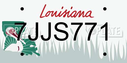 7JJS771 Louisiana License Plate