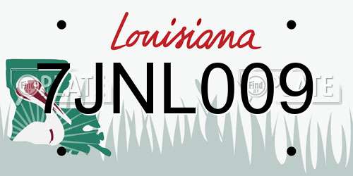 7JNL009 Louisiana License Plate