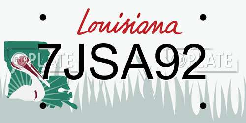 7JSA92 Louisiana License Plate