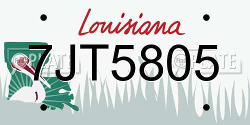 7JT5805 Louisiana License Plate