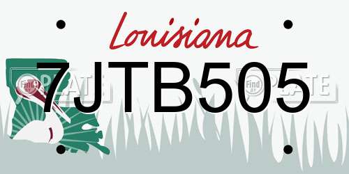 7JTB505 Louisiana License Plate