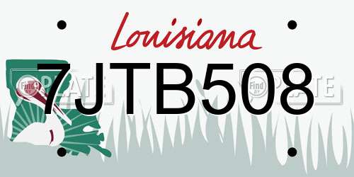 7JTB508 Louisiana License Plate