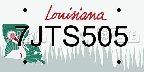 7JTS505 Louisiana License Plate