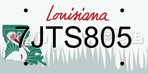 7JTS805 Louisiana License Plate