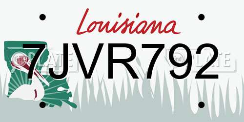 7JVR792 Louisiana License Plate