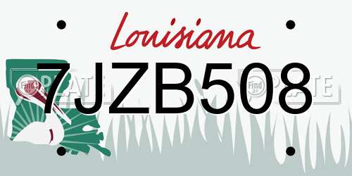 7JZB508 Louisiana License Plate