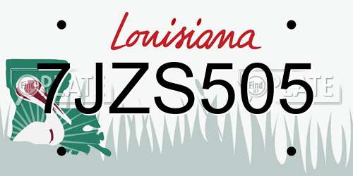 7JZS505 Louisiana License Plate