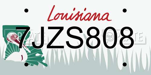 7JZS808 Louisiana License Plate