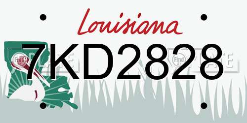 7KD2828 Louisiana License Plate