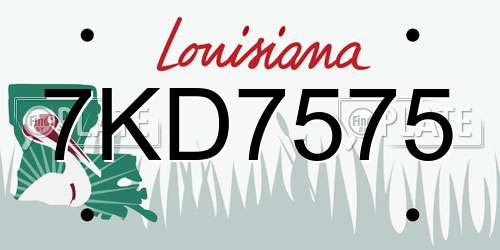 7KD7575 Louisiana License Plate