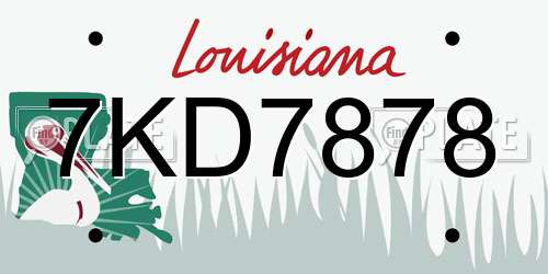 7KD7878 Louisiana License Plate