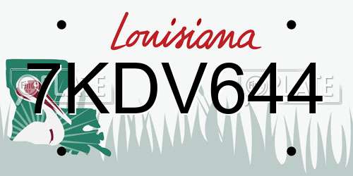 7KDV644 Louisiana License Plate