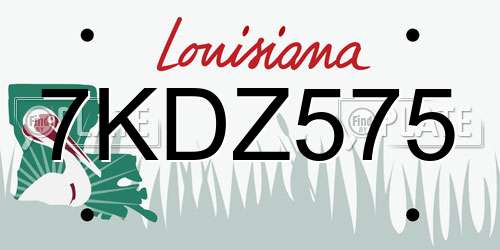 7KDZ575 Louisiana License Plate