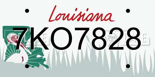 7KO7828 Louisiana License Plate