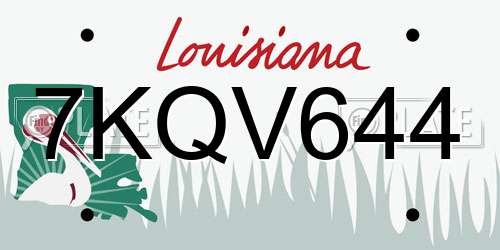 7KQV644 Louisiana License Plate