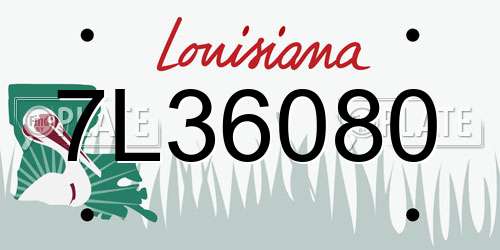 7L36080 Louisiana License Plate