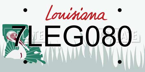 7LEG080 Louisiana License Plate