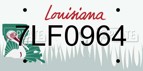 7LF0964 Louisiana License Plate