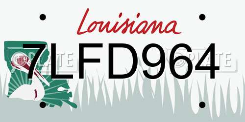 7LFD964 Louisiana License Plate