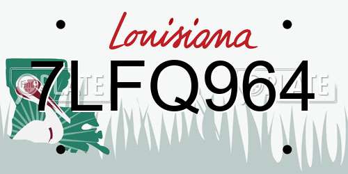 7LFQ964 Louisiana License Plate