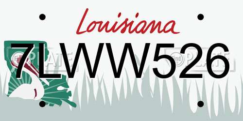 7LWW526 Louisiana License Plate