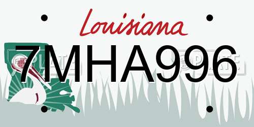 7MHA996 Louisiana License Plate