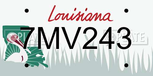 7MV243 Louisiana License Plate