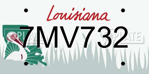 7MV732 Louisiana License Plate