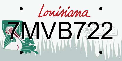 7MVB722 Louisiana License Plate