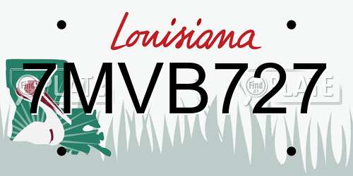 7MVB727 Louisiana License Plate