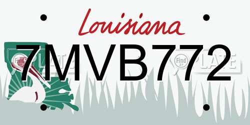 7MVB772 Louisiana License Plate
