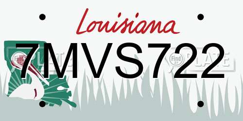7MVS722 Louisiana License Plate